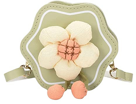 Duiaynke Nette Blume Schulter Tasche Crossbody Geldbörse Nette Blume Form Einstellbare PU Leder Stilvolle Tasche, Grün