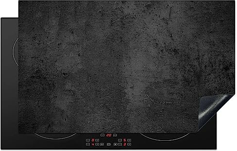 KitchenYeah© Protection Plaque Cuisson Deco Cuisine Cache Induction 83x51 cm Protege Pour Cuisiniere Protection Béton - Robuste - Vintage - Rustique - Gris - Noir