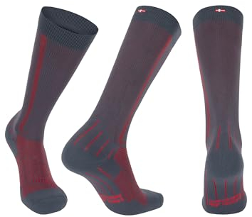 DANISH ENDURANCE Kompressionsstrümpfe, Sport Kompressionssocken, 21-26 mmHg, Unisex, für Herren & Damen, Grau/Rot, 39-42