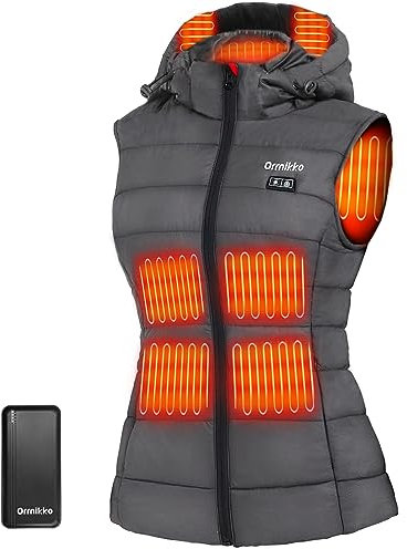 ORRNIKKO Heated Vest Women - Detachable Heated Hood With 7.4V 16000mAh Battery Pack Fast Charge, Womens Heated Vest