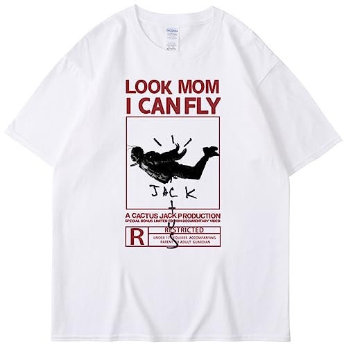 Silver Basic Travis×Ky Jack Astroworld Hiphop Summer Tee Mens Sportive Casual Traspiranti Look Mom I Can Fly Maglietta a Maniche Corte Unisex L,BAIHEI-3