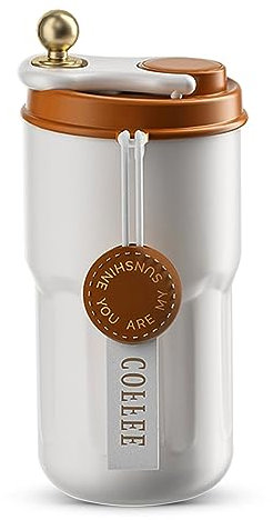 Jadin Gourde Isotherme avec Couvercle à Pression, Bouteille , Mug Isotherme Cafe Sous Vide, Mini Thermos Isotherme en Inox, Coffee Cup , Thermos Café pour Emporter