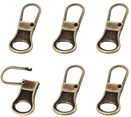 6pz Cursore Cerniera, Staccabile Piccolo Tiretti per Cerniere Zipper Pull Cursore Cerniera Ricambio per Abbigliamento Giacca Pantaloni Cappotto Scarpe Valigia Zaino (Bronzo)