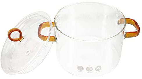 UPKOCH Pot De Nouilles Instantanées En Verre Four Verre Borosilicaté Marmite En Verre Mijoter En Verre Ensemble D'Ustensiles Coréens Casserole En Acier Inoxydable Ensemble En Acier