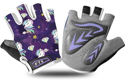 FINGER TEN Kids Bike Gloves with Gel Padding (Pony, Medium)