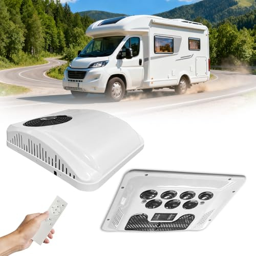 RV Rooftop 12V 10000 BTU Air Conditioner, Heating & Cooling, Ultra-Quiet 12 Volt DC AC Unit with Inverter Compressor for RVs, Motorhomes, Campers, Campervans, Trucks