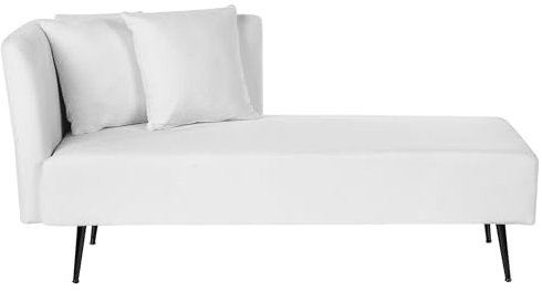 Beliani Chaiselongue Stoff weiß linksseitig mit Kissen Lehne Metallgestell modern Riom