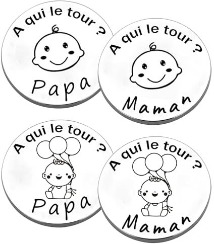 2 PCS Pièces de Décision en Acier Inoxydable, Cadeau Bébé Naissance, Cadeau pour Papa Maman, Cadeau Bapteme Fille Garçon, Pièce de Décision de Nouveaux Parents, Cadeaux Personnalisés pour BéBé