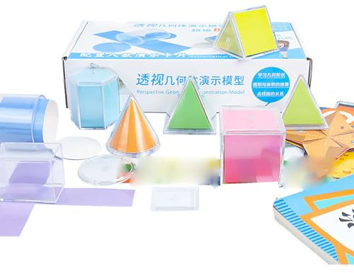 Geometrische Modelle Set, 8 Stück, Transparente 3D-Formen mit Abnehmbaren Deckeln, Inkl. Faltbarem Kartenpapier