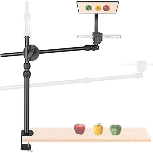 Novelty Adjustable Phone Microphone Overhead Desk Clamp Mount Mic Arm Table Stand Tripod Holder w/RC+ Monitor Mirror Youtube Tiktok Vlogging Video Meeting Zoom Conference Streaming for iPhone