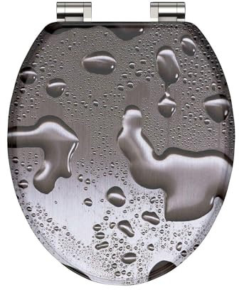 LEDSone Hard Close Ergonomic Design MDF Toilet Seat with Quick Release and Adjustable Hinges 17.12 L x 14.76 W