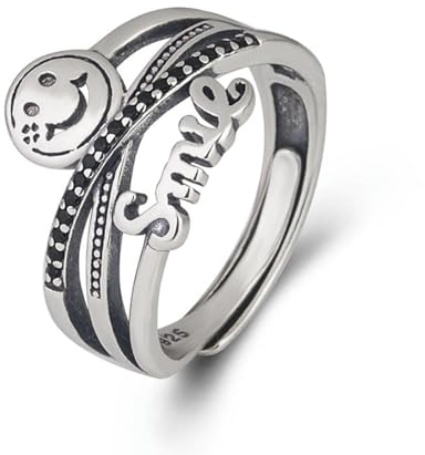 S925 Sterling Silber Ring Lächelnder Emoji Ring Frau Ring