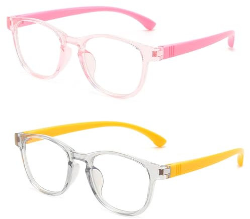 FunnAura Neyared 2PCS Ultralight Clear Kids Glasses, Blue Light Glasses Kids, Anti UV400 & Eyestrain