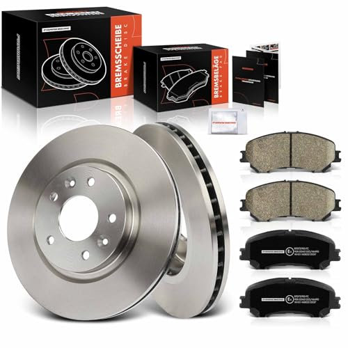 Frankberg 2x Bremsscheiben 4x Bremsbeläge mit Bremsenschmiermittel Vorne Kompatibel mit Qashqai II SUV J11 J11 1.2L-1.8L 2014-Heute Replace# 410604EA0A