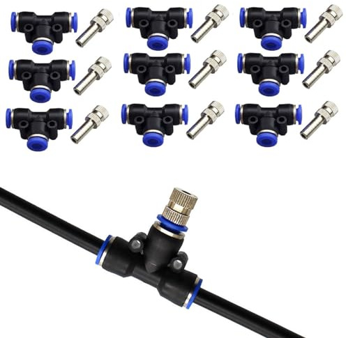 10 Pezzi Ugelli Nebulizzatori in Ottone bassa pressione Ugello per irrigazione 6mm, 1/4 Interfaccia connettore rapido per sisteme di raffreddamento esterno, irrigazione da giar(Size:Orifice 0.15mm ,)