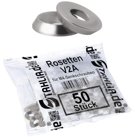 Stahlia Unterlegscheiben M4 Senkkopfschrauben Rosette Edelstahl Vollmaterial (50 Stück) Beilagscheiben Senkscheiben Schrauben-Rosetten Abdeckrosette