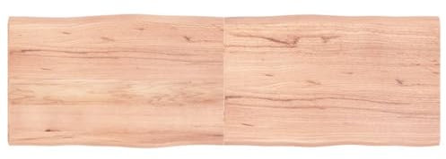 LAPOOH Tischplatte Hellbraun 160x50x4cm Eichenholz Behandelt Baumkante, Arbeitsplatte, Holzplatte, Schreibtischplatte, Waschtischplatte, Küchenarbeitsplatte