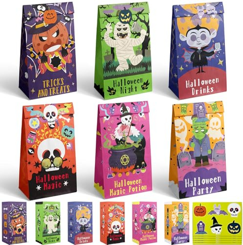 Gcardist Halloween 30-Packs Gefälligkeitstaschen 24×12×8cm für Festival Geschenktaschen (9.5x5x3Inch, inklusive Aufkleber)