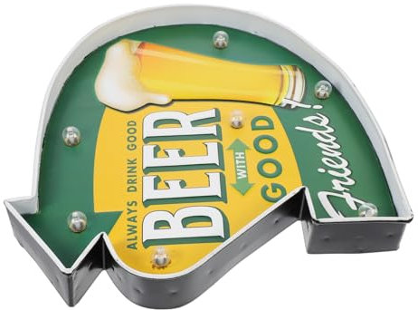 MAGICLULU Panneau Lumineux Vintage Pour Bière Décor De Tableau Lumineux En Fer, Applique Murale Rétro, Éclairage Mural Décoratif Pour Bar, Restaurant Ou Salon, Sans Batterie