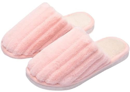 Zapatillas de Invierno para Mujer, Pantuflas Blandas de Peluche Interior, Confort Cálido, Informal Fondo Plano Antideslizante