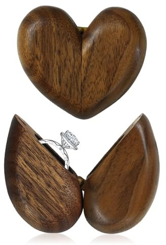 Dvehdbay Kleine Ringbox – Herz-Flip-Ring-Box, schmale Ringbox, Verlobungsringbox, kinetische Würfel-Ringbox für Antrag, Versprechensringetui, herzförmige Antragsrequisite, Dekoration, Liebesgeschenk