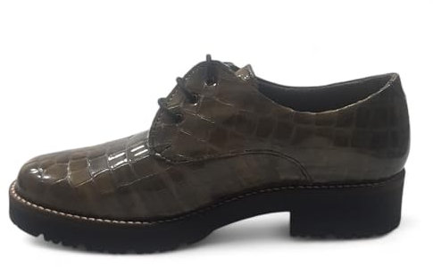 PITILLOS Zapatos Oxford de Piel Charol Marrón Mujer, con Cordones, Elegantes, Cómodos y Ligeros, (Marrón, Sistema Tallas Calzado EU, Adulto, Mujer, Números, Mediano, 37)