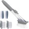 XoeLLe Spülbürste mit Spülmittelspender, Cleaning Brush mit Ersatzköpfen, Küchenbürste, Geschirrbürste, Bürste mit Spülmittel,Küchenbürste für Topf,Geschirr,Spüle (2 Pinsel/2 Schwämme)