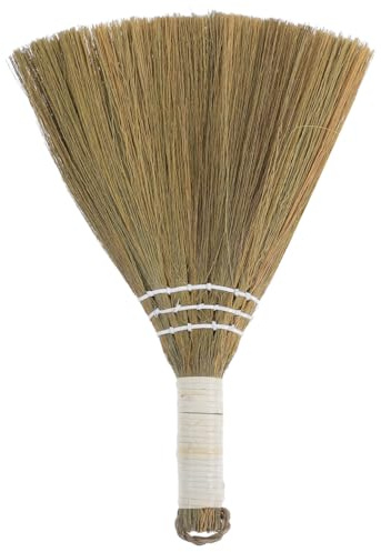 Mobestech Small Hand Broom Natural Miscanthus Whisk Broom for Tabletop Dusting Handheld Sweeping Brush for Hardwood Tile Living Room and Bedroom Cleaning 11.42 X 7.87 X 1.18in
