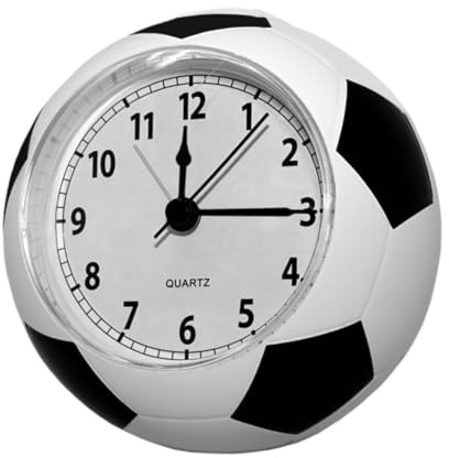 Sharplace Fußball-Wecker, Tischuhr, niedlich, tragbar, dekorativ, Tisch-Fußballuhr, Heimdekoration für Schlafzimmer, Kinder, Studenten, Weiß