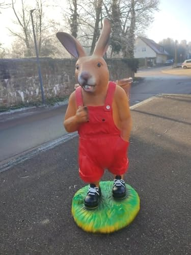 XL Premium Hase lebensgross 115 cm Osterhase mit Korb Ostern Garten Deko Figur