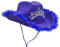 BIISDOST Sombrero con ala de plumas y plumas, tamaño adulto, sombrero de vaquero con plumas para disfraces, fiestas, juegos, trajes de vestir para mujeres y niñas, Morado (, Talla única