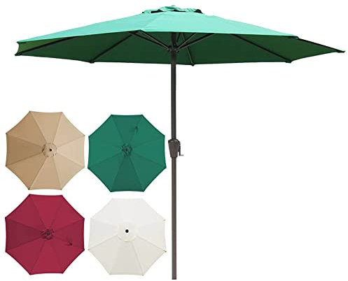 WOTZOV Sonnenschirm für den Außenbereich, 10 Fuß/9 Fuß, Tisch-/Marktschirm, Tie Zhu, mit Kurbel, Terrassenschirm, Sonnenschutz für den Außenbereich, tragbar, abnehmbar, für Gart，Grün 10 Fuß (3 m)
