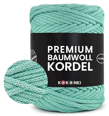Makramee-Schnur aus Baumwolle PREMIUM By KOKONKI 5mm / Ralle 100 m (Dunkelgrün)