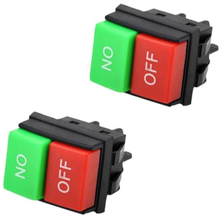 Leloco 2 Stück Drückschalter 2-polig (4-Pin) 16A 250V | Kippschalter Ein/Aus-Schalter | Robust für Elektroinstallation, Maschinen & Industrie