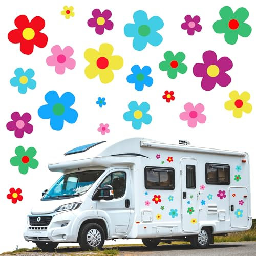 350 PCS Auto Blumen Aufkleber, Fahrrad Blumen Autoaufkleber Prilblumen Dekorationen Zubehör Car Sticker Deko Vinyl Fenster Aufkleber für Geländewagen Wohnmobil Karosserie Seitentür koffer