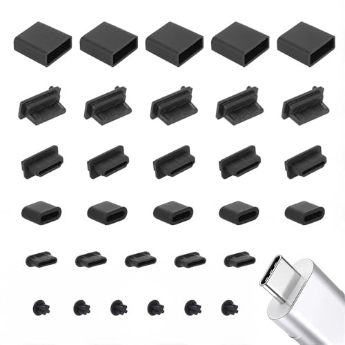 RUISPEED 30 Piece 6 Types Silicone Dust Protection Cap Set – Protects USB Type-C, Type-A, 3.5mm, HDMI