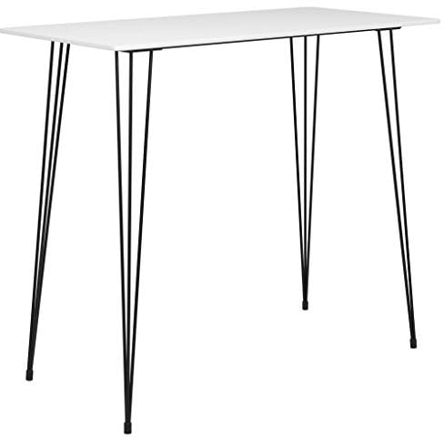 Teenpull Bartisch Weiß 120x60x105 cm, Stehtisch für Küche Esszimmer, Moderner Küchentisch mit robuster MDF-Platte, Metallbeinen, Einfacher Zusammenbau für Apartment Räume