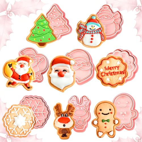 3D Weihnachtsmann Ausstechformen Weihnachten Tortendeko Weihnachtskuchen | 8 Stück 3D Weihnachtsmann Ausstechformen Weihnachten Tortendeko Weihnachtskuchen Dekoration Set für Partygeschenke