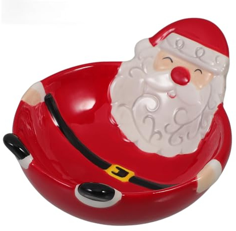 SOLUSTRE Weihnachtsmann Schale aus Keramik für Bonbons und Kekse Filigrane Süßigkeitenschale Kreative Weihnachtsdekoration Sichere und Leichte Verarbeitung Geschenk zu Weihnachten