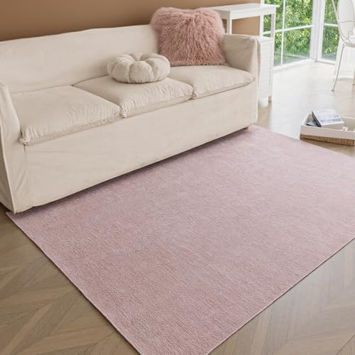 Obundi 80x120cm Bettvorleger Rosa rutschfest Teppich für Schlafzimmer | Kurzflor, 5mm Dicke, Dünner Teppich, für Wohnzimmer, Kinderzimmer, Eingangsbereich, Küche, Esszimmer
