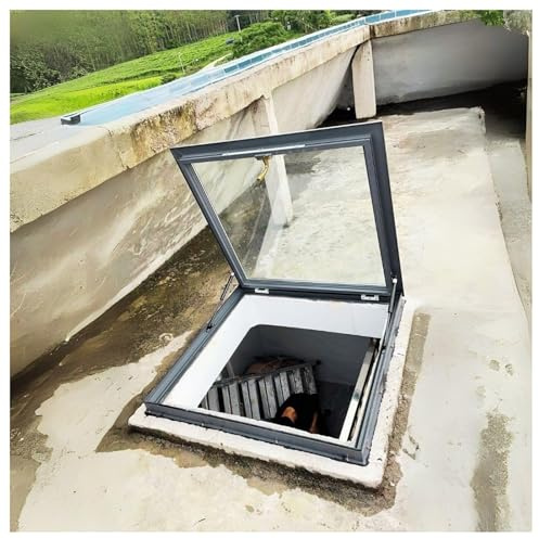 Skylight Roof Window Access Hatch - Durable Aluminum Alloy & Tempered Glass, Customizable Sizes for Attics, Basements(38x40in)