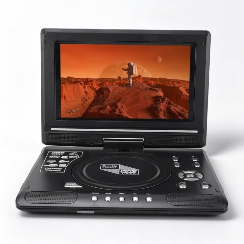 Annadue Tragbarer 9,8-Zoll-DVD-Player mit HD-Schwenkbildschirm für Auto und Kinder, Eingebauter, Zwei Lautsprecher, Unterstützt FM/USB/SD-Karteneingang, AV-Ausgang und Mehrere Disc- (EU)