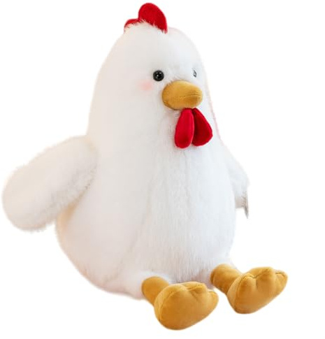 Xiyocadt Huhn Kuscheltier, süßes Plüschtier Huhn, Super Weiche Simulation Henne Puppe, stofftiere, Geflügel Spielzeug, Geschenke für Erwachsene und Kinder (30 cm,Weiß)