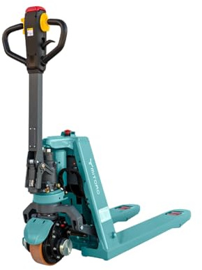 MITORO - Transpaleta Eléctrica MITORO - 1500kg - Batería de Litio - Horquillas 550x1580mm - Elevación 110mm - Ruedas Poliuretano PU - Frenado automático - Almacén Logística
