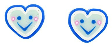 Miniblings Blau Herz Smiley Ohrstecker Ohrringe Liebe Herzchen Smileys | Ohrschmuck, sorgfältig in Berlin gefertigt, ein Stück mit Persönlichkeit