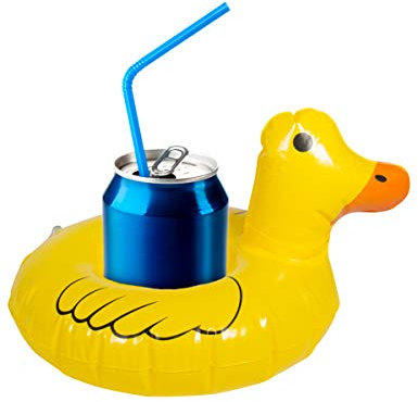 Folat 20292 Getränkehalter schwimmende gelbe Ente zum Aufblasen Gelb