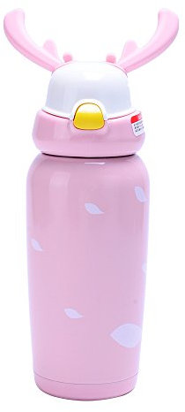La taza de paja infantil _ La taza de paja infantil 316 El té de la capacidad grande con doble papilla, rosado, 450 ml
