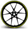 Felgenrandaufkleber GP-Design 16 Teilig Komplett-Set -Finest Folia passend für 17 Zoll & 16 18 19 Felgen Motorrad Auto Fahrrad MR001 (Neon Gelb)