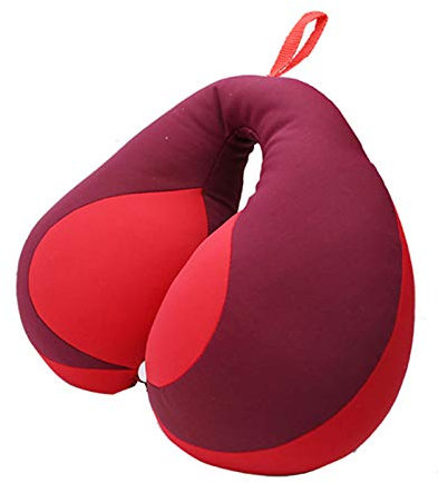 FAMKIT U-förmiges Kopfkissen für Kinder, Nackenstütze für Auto, Reise, Nackenkissen, rot, Medium
