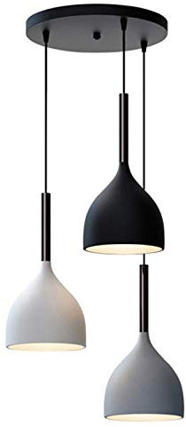 LFsem Nordic Modern 3 Flammig Pendelleuchte, Kronleuchter mit 3 Metall Lampenschirm, E27 Hängelampe für Küche, Schlafzimmer und Esszimmer Esstisch (Rund)